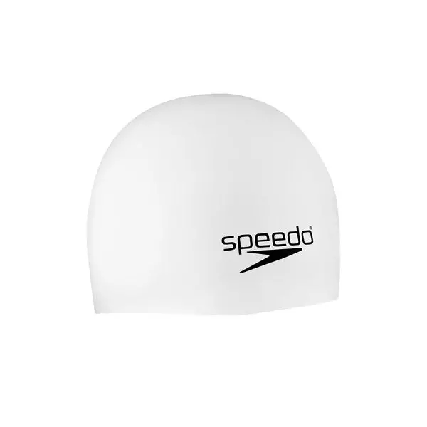 Smooth-Fit Elastomeric Silicone Swim Cap – White 1